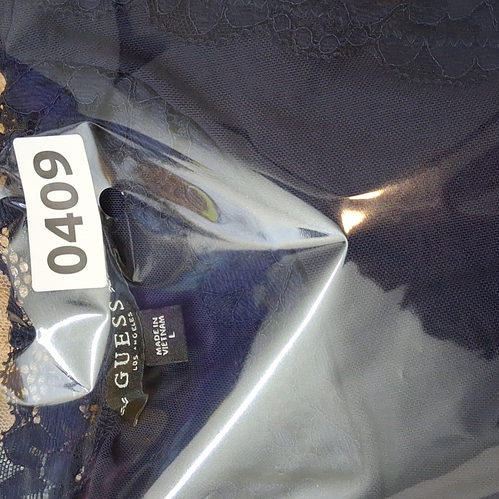 Guess Y2K Lace Sheer Top Blue Large Crop Fairy Feminine Delicate - Picture 11 of 11